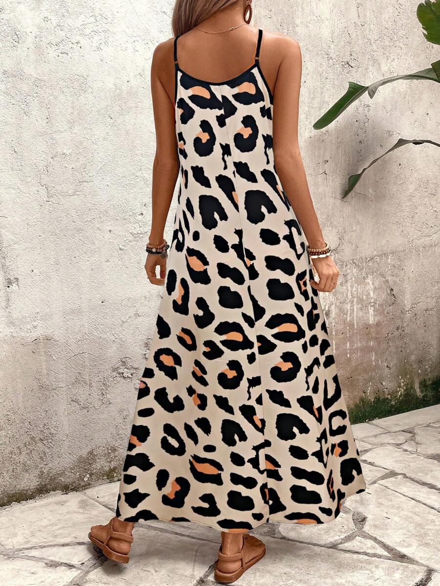 Elena | Robe d'Été à Bretelles Fines, Dos Nu et Imprimé Graphique