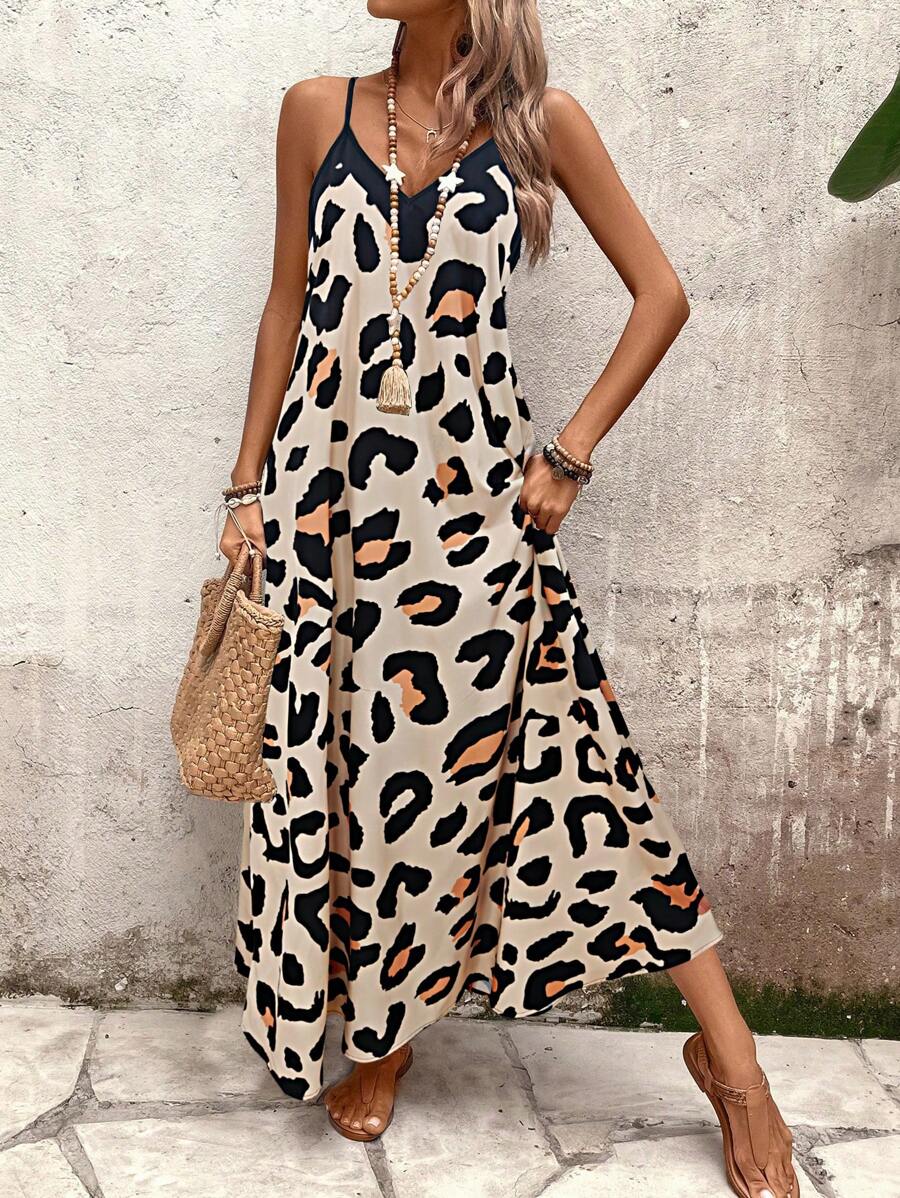 Elena | Robe d'Été à Bretelles Fines, Dos Nu et Imprimé Graphique