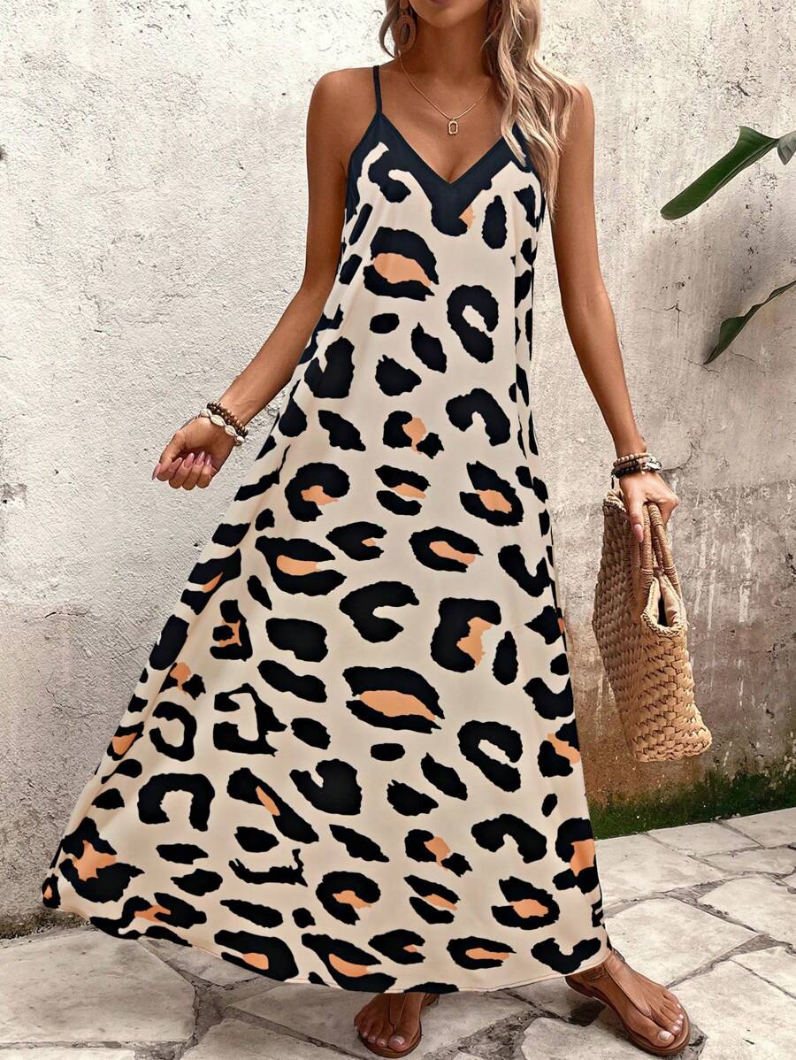Elena | Robe d'Été à Bretelles Fines, Dos Nu et Imprimé Graphique