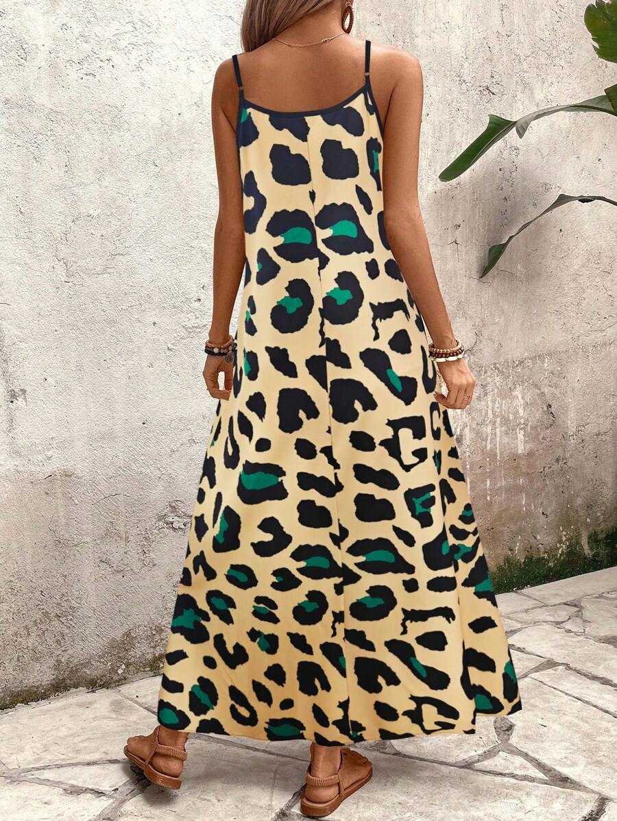 Elena | Robe d'Été à Bretelles Fines, Dos Nu et Imprimé Graphique