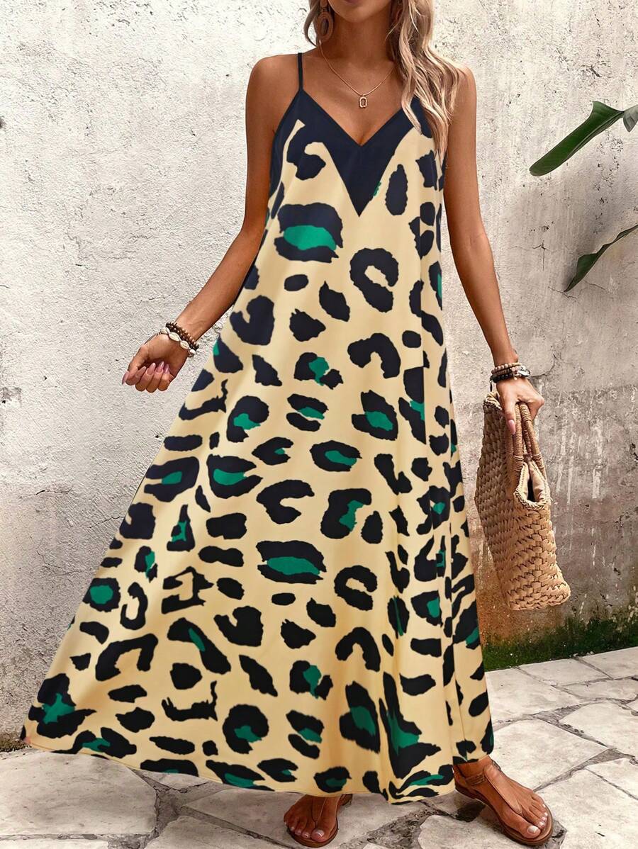 Elena | Robe d'Été à Bretelles Fines, Dos Nu et Imprimé Graphique