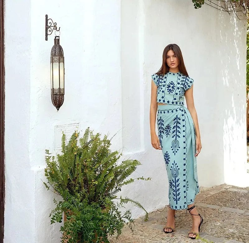 Camilla - Ensemble imprimé Top et Jupe