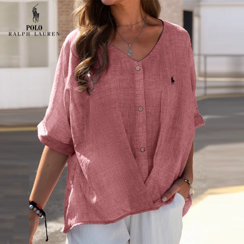 Hélène | Blouse en lin qui affine le décolleté