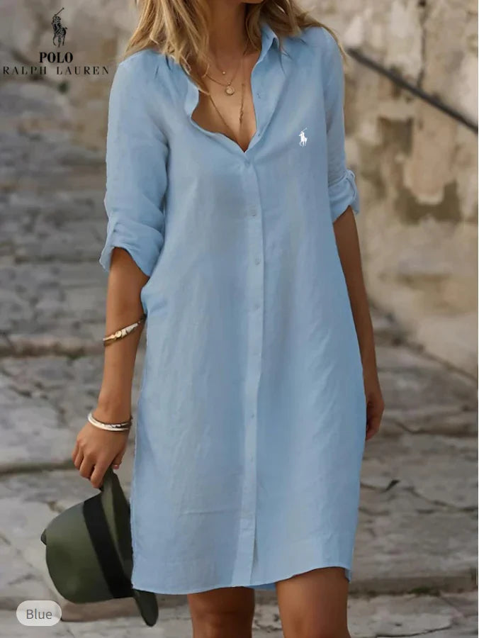 Isabelle | Robe-chemise légère en lin qui affine la silhouette