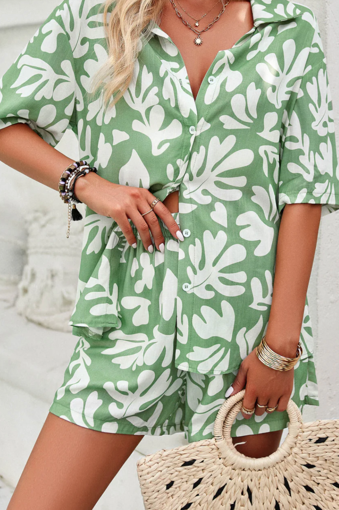 Noémie | T-shirt à motif et pantalon ample d’été