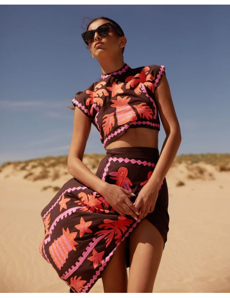 Katia | Ensemble haut et jupe imprimé chic