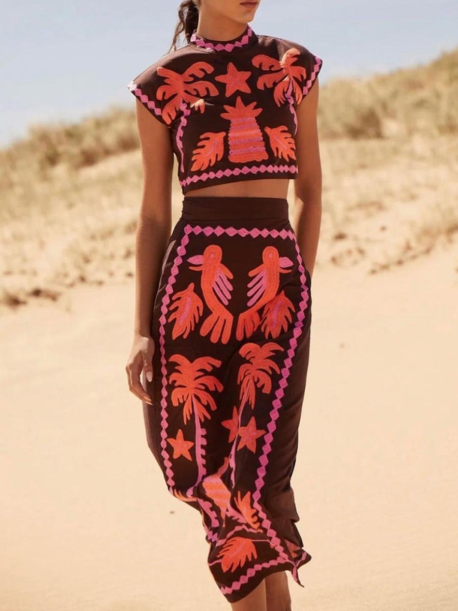 Katia | Ensemble haut et jupe imprimé chic