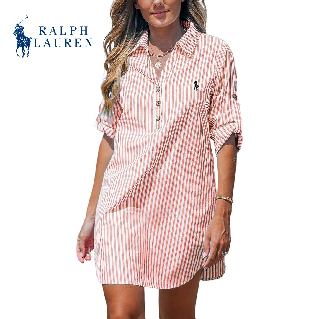 Élise | Robe Chemise à Rayures Ꮢаlрh Ꮮаurеn