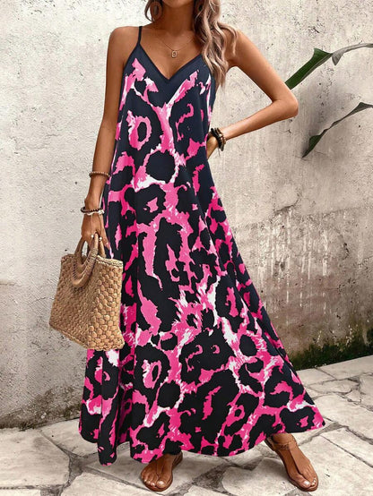Elena | Robe d'Été à Bretelles Fines, Dos Nu et Imprimé Graphique