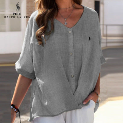 Hélène | Blouse en lin qui affine le décolleté