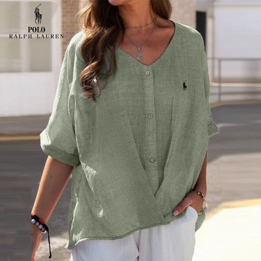 Hélène | Blouse en lin qui affine le décolleté