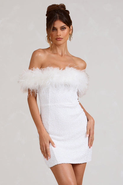 Lenoir™ | Robe à pailettes avec plumes