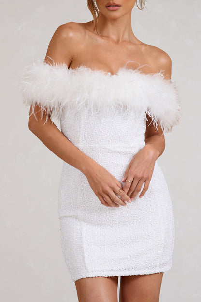 Lenoir™ | Robe à pailettes avec plumes
