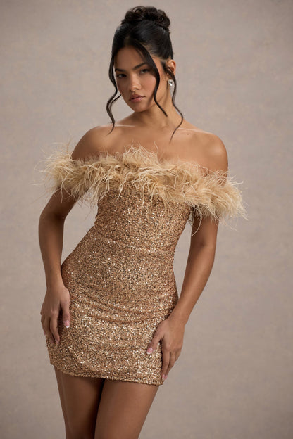 Lenoir™ | Robe à pailettes avec plumes