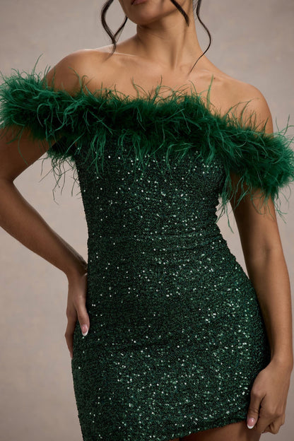 Lenoir™ | Robe à pailettes avec plumes