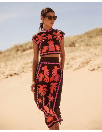 Katia | Ensemble haut et jupe imprimé chic
