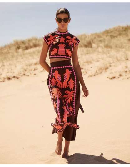 Katia | Ensemble haut et jupe imprimé chic