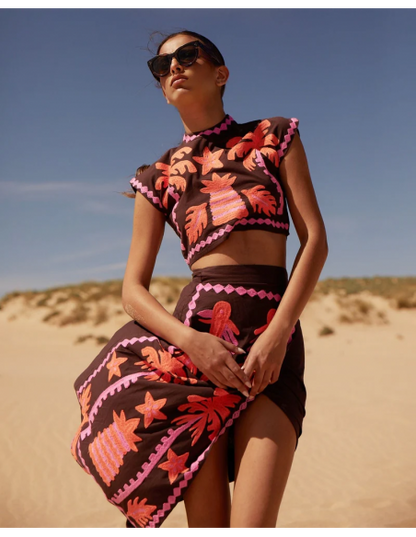 Katia | Ensemble haut et jupe imprimé chic